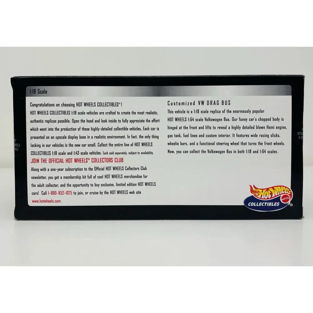 Hot Wheels Collectibles 1:18 Customized VW Drag Bus 26416 New Sealed